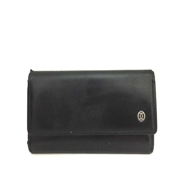 Cartier Black Leather 6 Ring Key Case Key Holder Key Wallet EUC - Picture 1 of 8